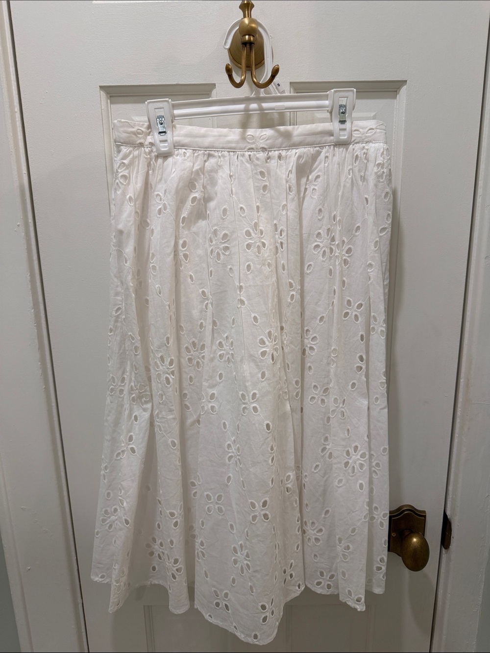 J. Crew White Eyelet Midi Skirt